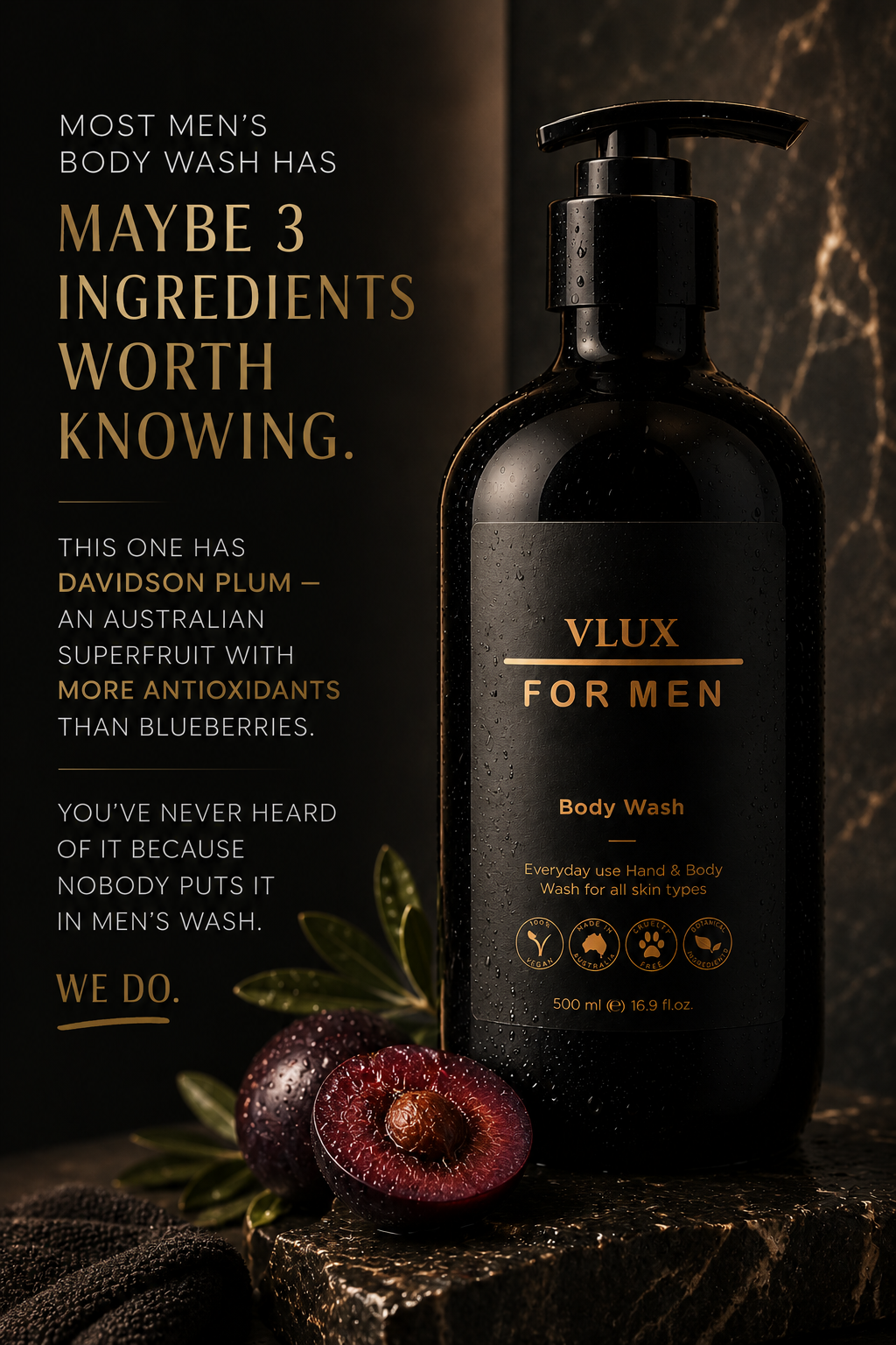 VLUX FOR MEN BODY WASH 16.9oz