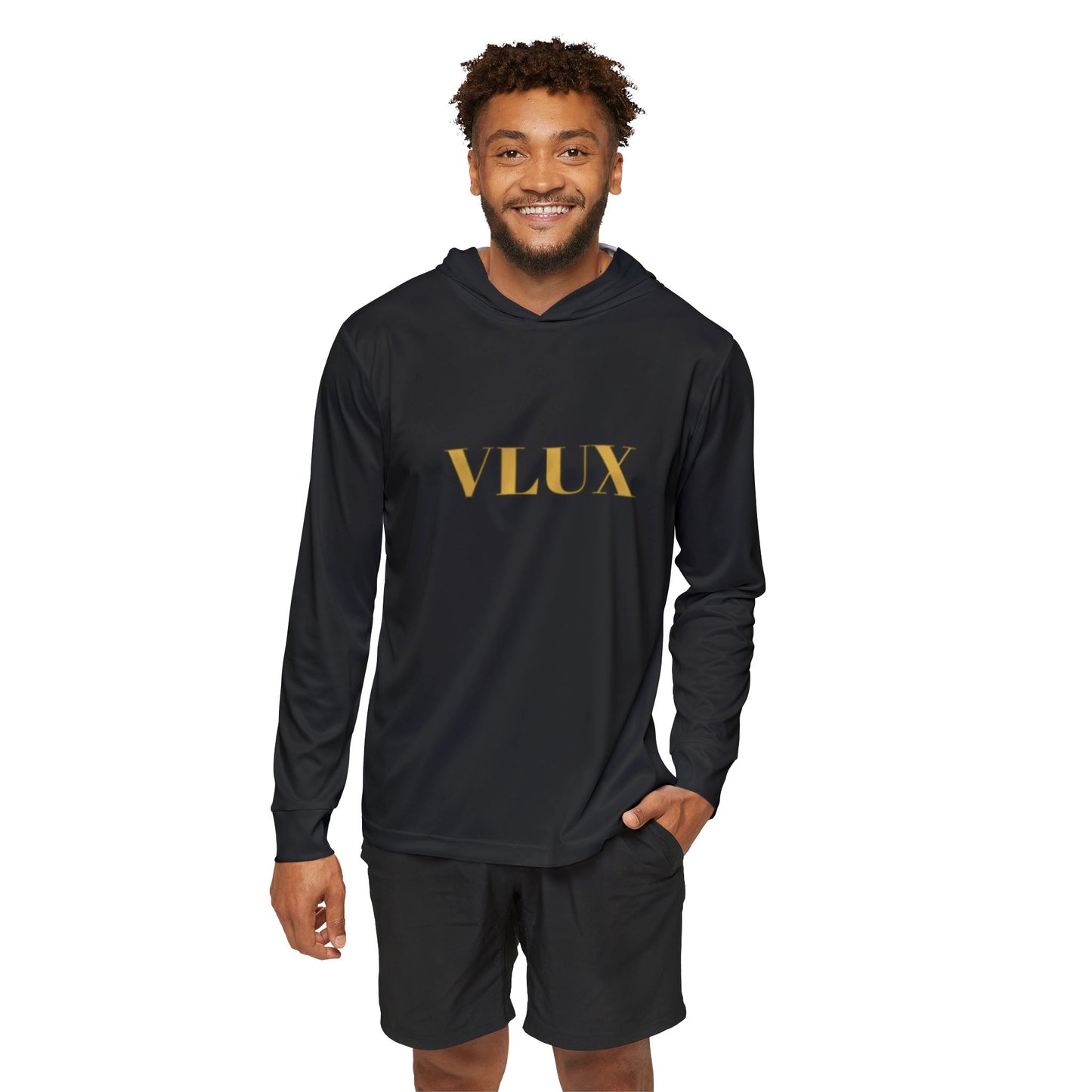 Sporty Men's Warmup Hoodie with Gold VLUXX Design | Athletic Apparel, Gym Hoodie, Workout Gear, Team Spirit, Gift for Him