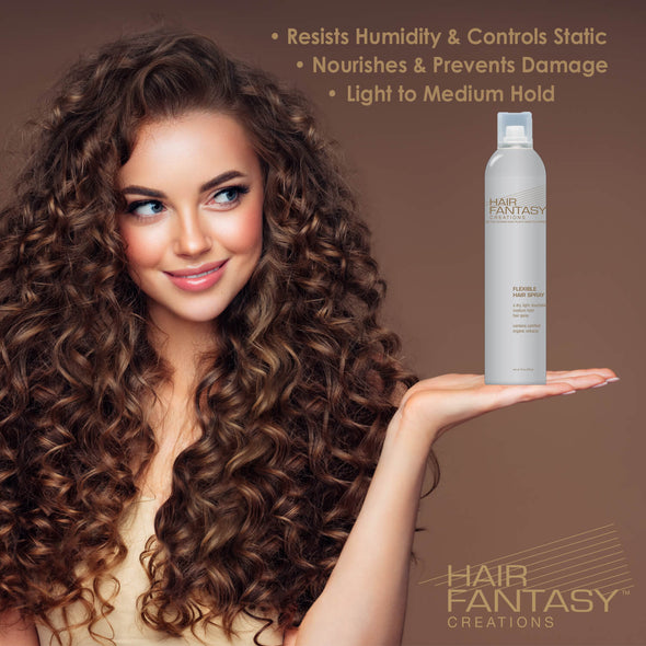 Hair Fantasy Creations Flexible Hairspray for Women, 10 oz., Medium Hold Salon Styling Volumizer with Herbal Conditioning Extracts, Lightweight Aerosol Spray