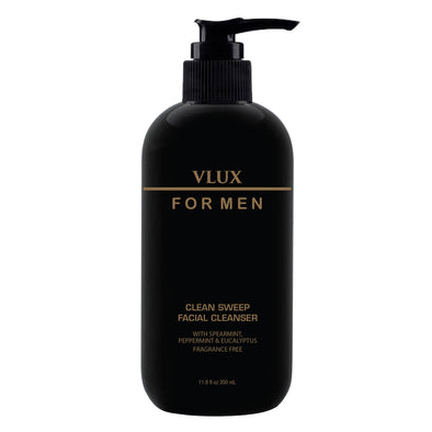 Vlux for Men Clean Sweep Facial Cleanser for Sensitive Skin, Salon Quality Natural Hydrating Face Wash for Dirt, Oils, and Skin Cells, pH Balanced Vitamins and Antioxidants, No Sulfates or Parabens