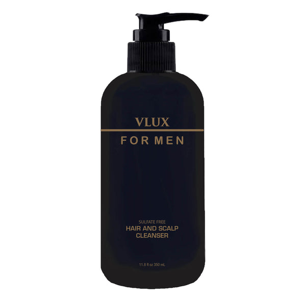 Vlux for Men Sulfate Free Shampoo Hair and Scalp Cleanser, 12 oz., Salon Quality Deep Root Cleansing for Sebum and Dry Itchy Scalp, Vitamins A, C, and E with Red Tea and Pomegranate