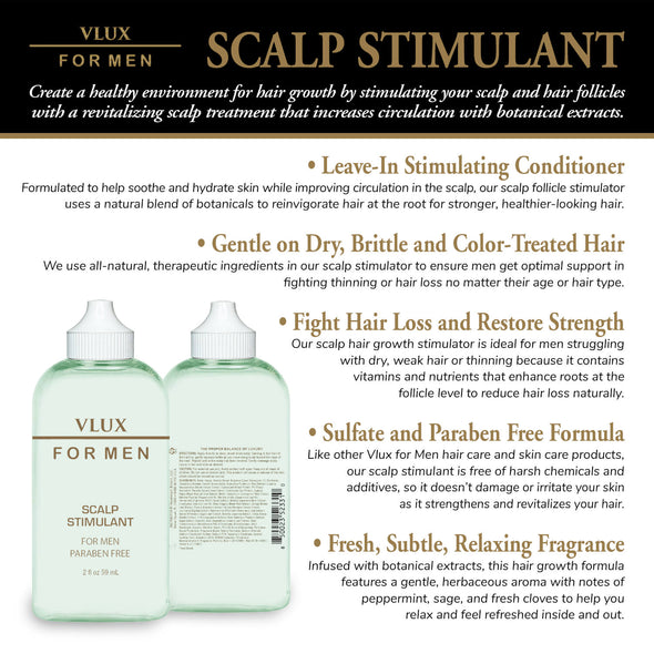 Vlux for Men Salon Quality Scalp Stimulant for Hair Growth, 2 oz., Natural Botanical Extracts Nourish Follicles, Fight Loss, and Condition Skin, Increase Microcirculation for Strong, Healthy Results