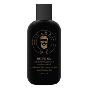 Vlux for Men Beard Oil with Natural Antioxidants, 4 oz., Salon Quality Leave-In Conditioner Reduces Dryness, Promotes Growth, and Increases Manageability for Dry, Frizzy, or Thick Facial Hair