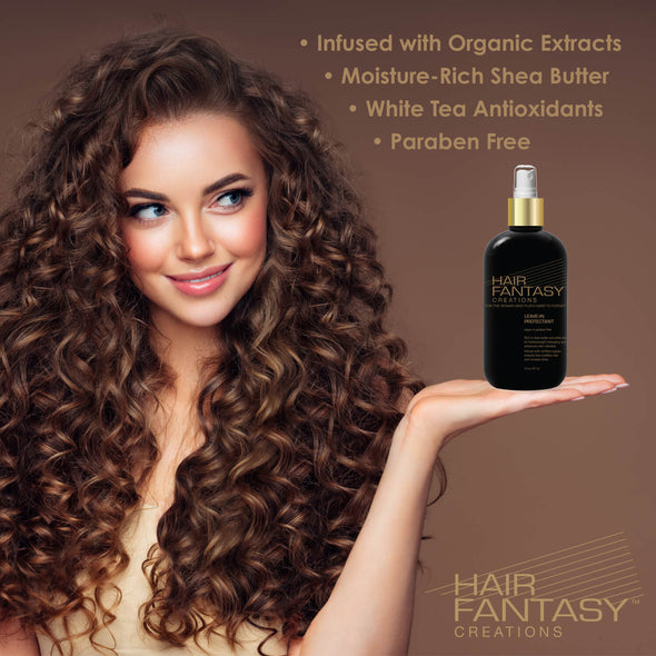 Hair Fantasy Creations Leave In Conditioner Detangler Spray for Dry Damaged Hair, Conditions Natural, Frizzy, and Color Treated Hairstyles, Infused with Shea Butter, Antioxidants, Botanicals