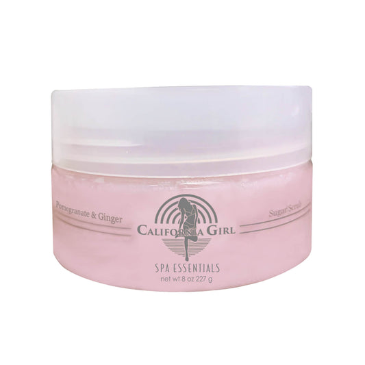 California Girl Spa Essentials Sugar Scrub, 8 oz., Deep Exfoliating Pore Cleanser for Dirt, Oils, and Dead Skin, Nourishes Face and Body with Vitamin E, Jojoba, and Aloe Vera
