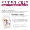 Super Grip Hairpiece Wig Tape, 30 Count, Double Sided Adhesive for Hair Extension, Toupees, and Lace Front Dome Caps, Discrete Waterproof Strips, Strong Hold Support